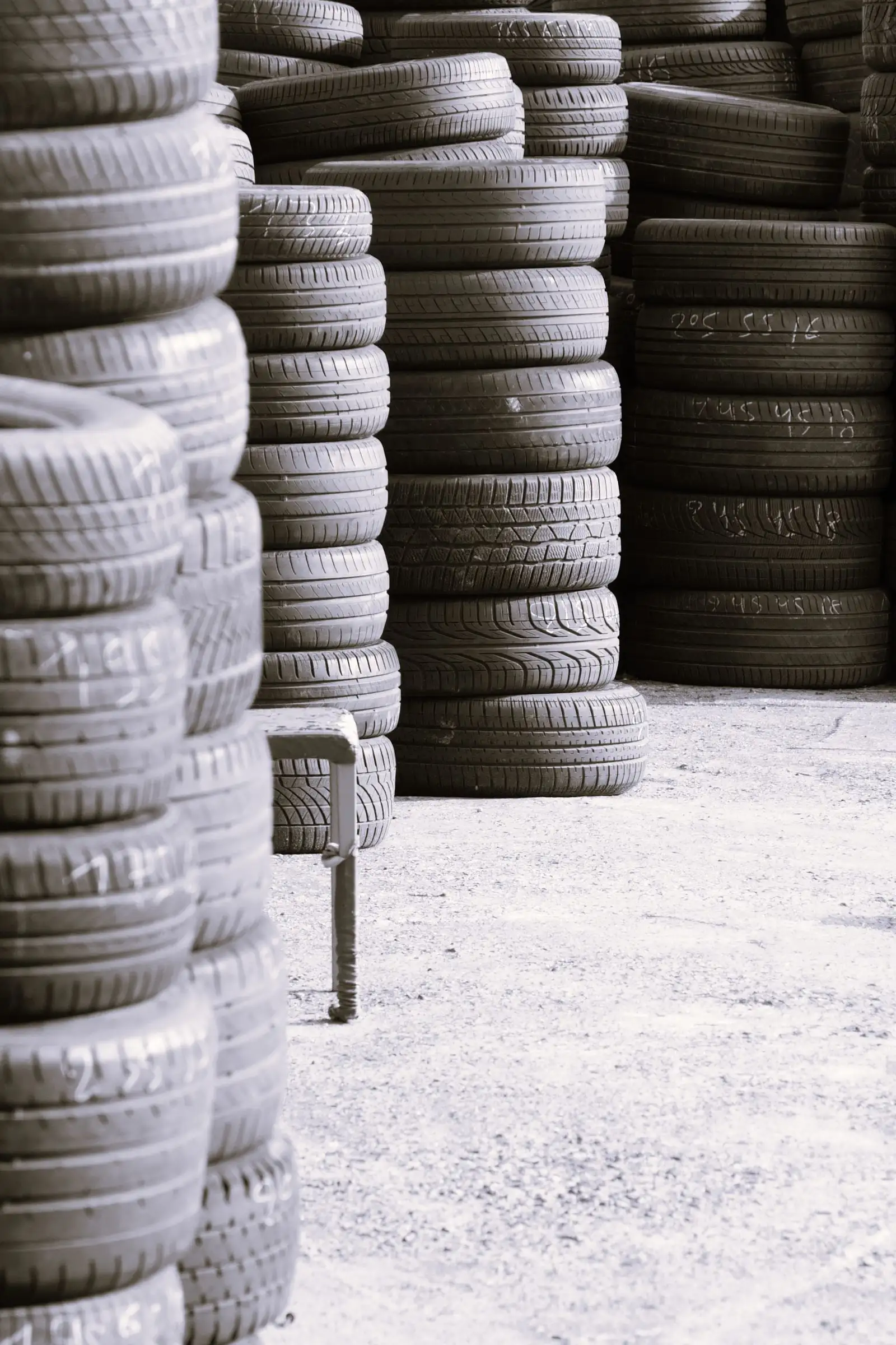Stacks of quality used tires
