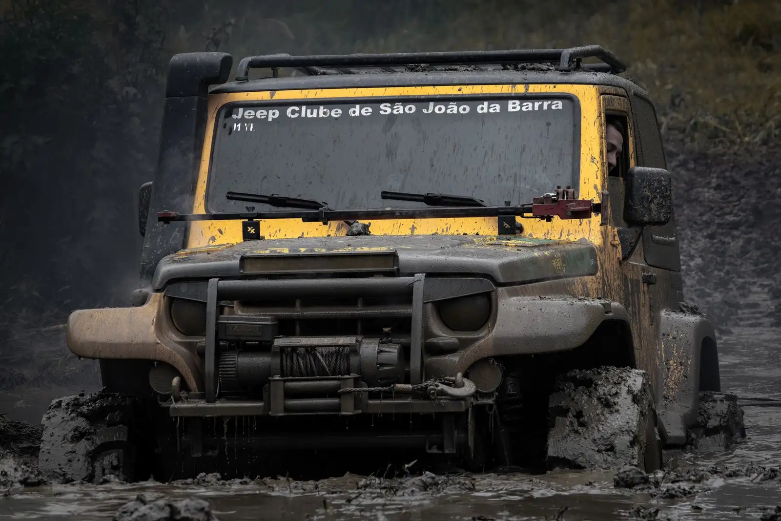 Off-road truck covered in mud