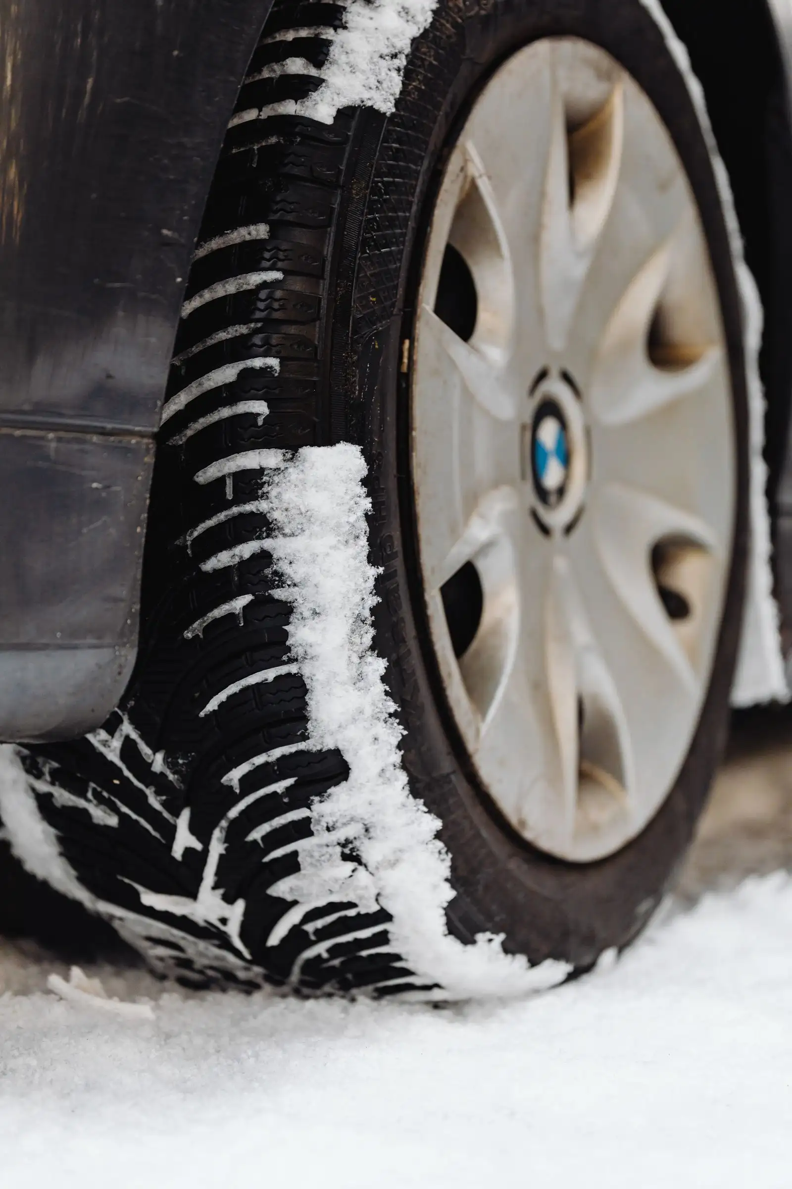 Winter tire with snow in the tread